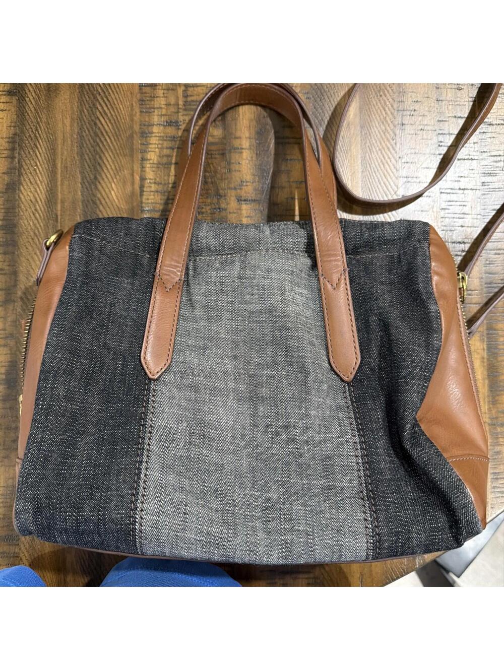 FOSSIL Sydney Satchel Bag Crossbody Purse Women’s Canvas Leather Outdoors